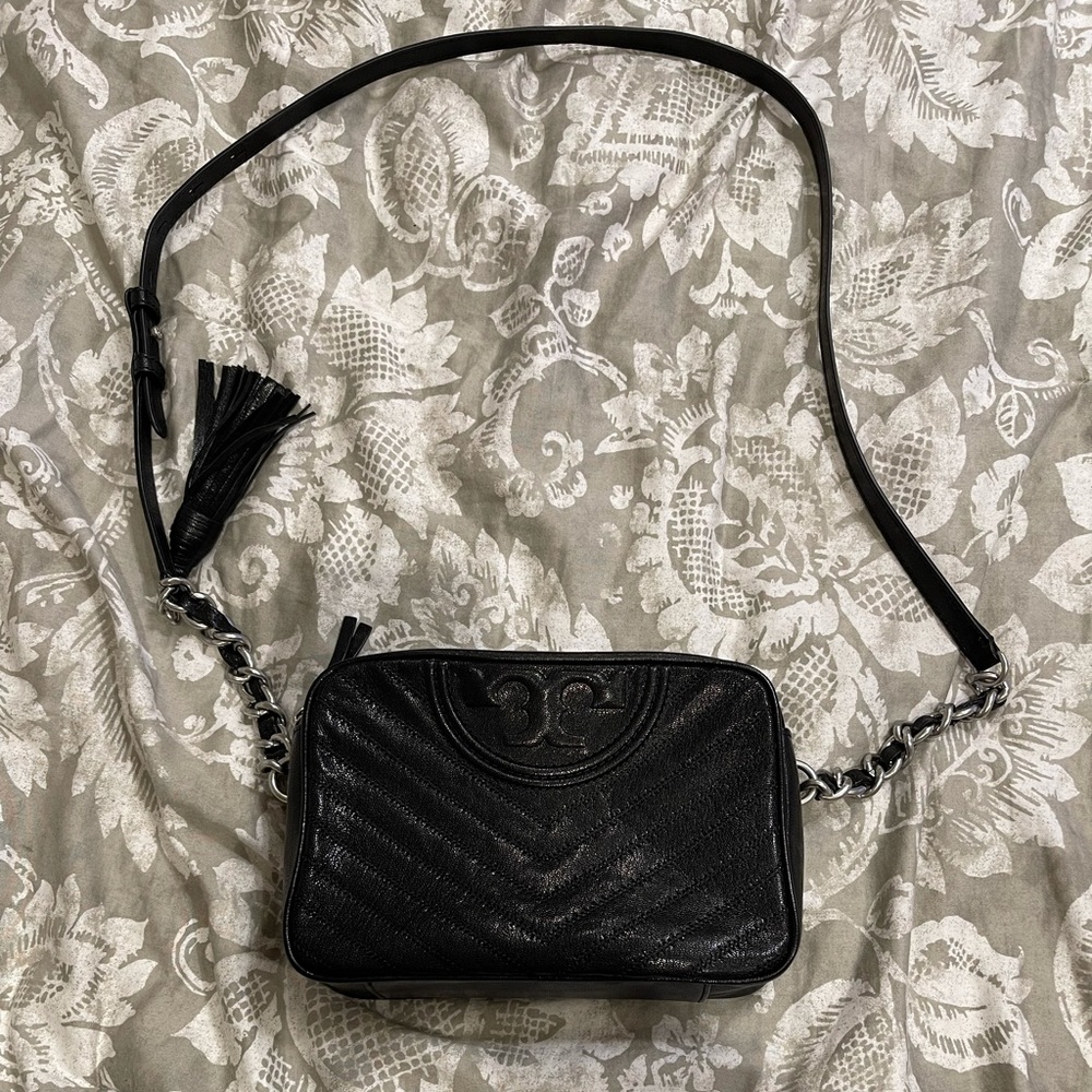 Authentic Tory Burch Distressed Fleming Camera Bag